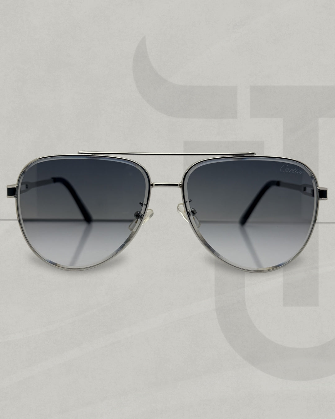 Silver Panther Aviator Sunglasses