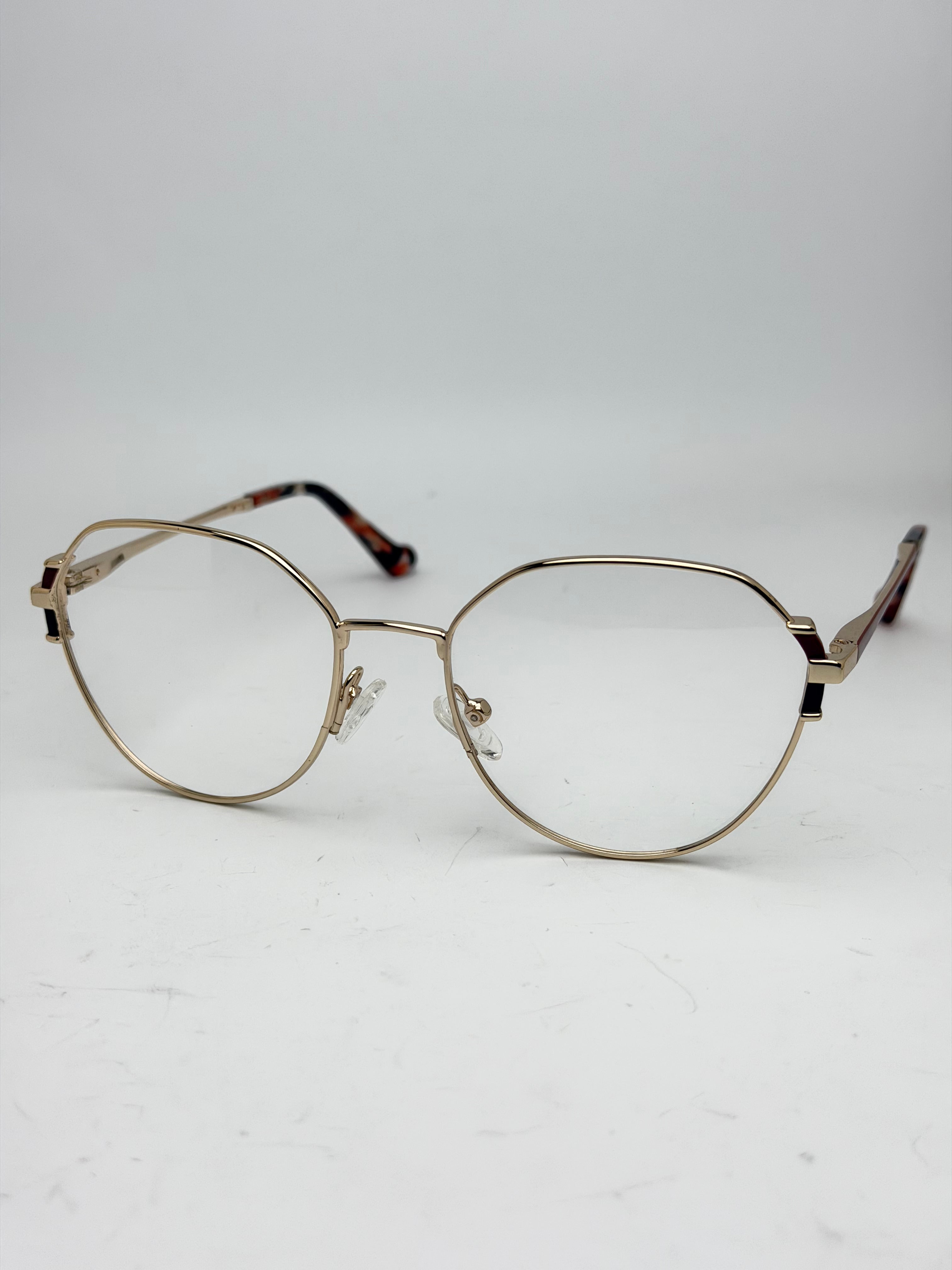 Golden Elegance Round Optical Glasses